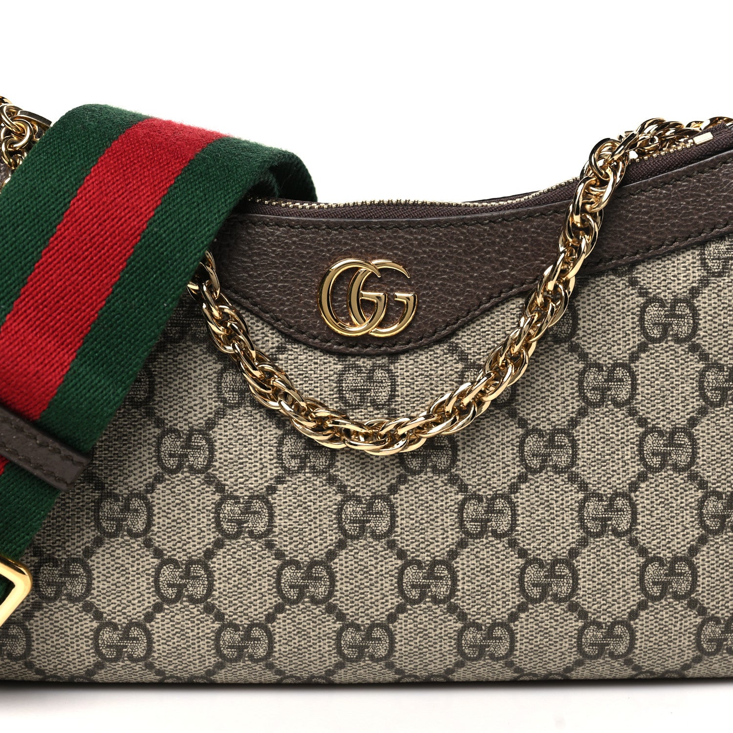 Gucci GG Supreme Monogram Textured Dollar Calfskin Web Small Ophidia GG Handbag Beige Ebony New Acero 8 of 10
