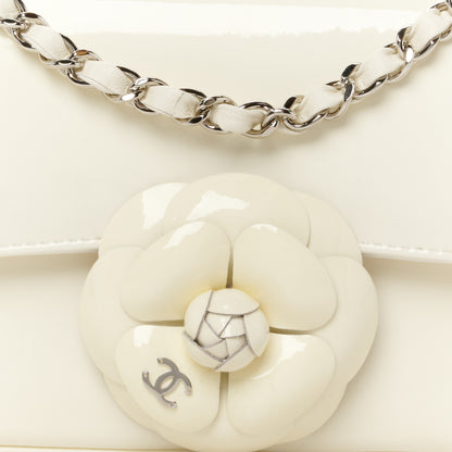 Chanel Patent Calfskin Small Camellia Single Flap White 8 of 10