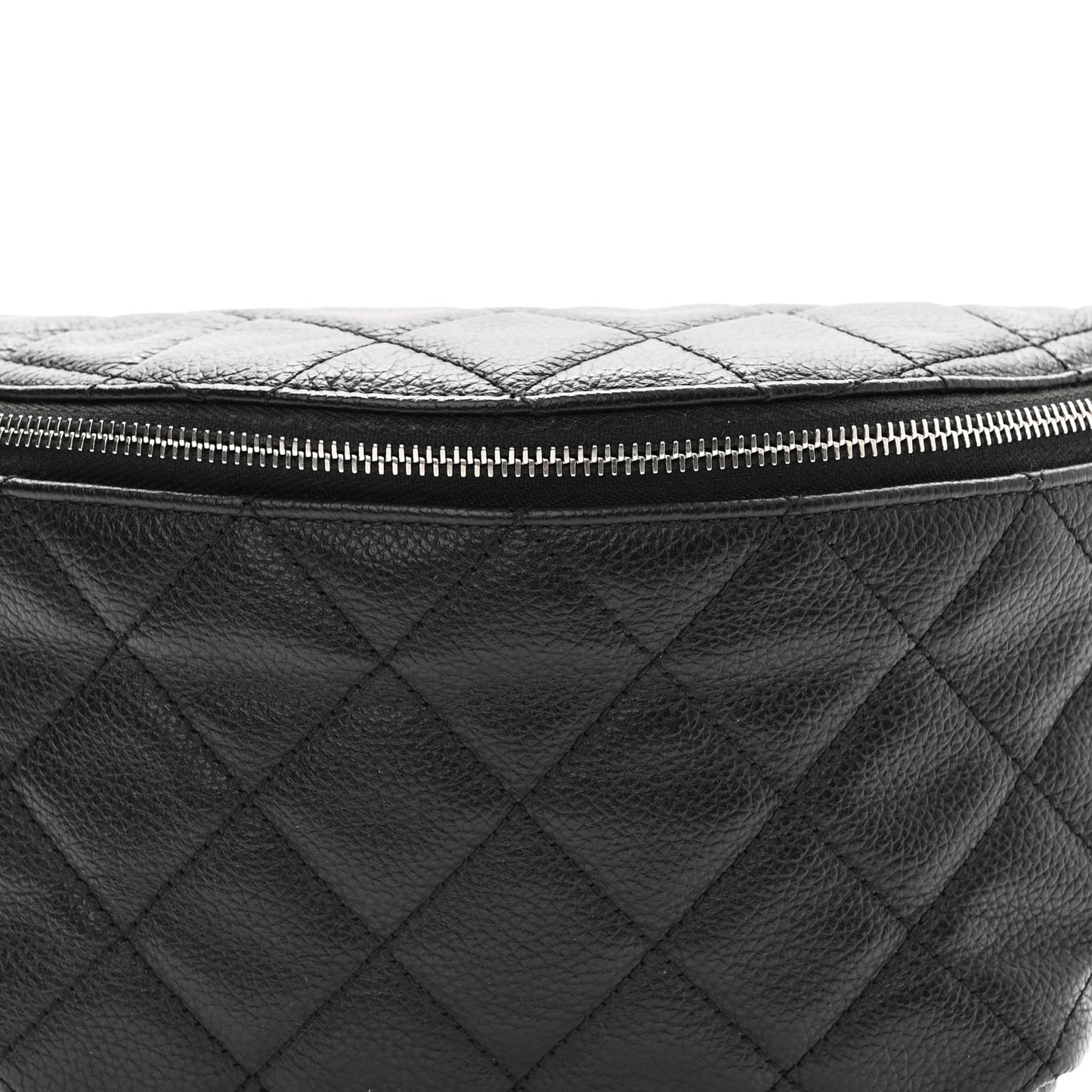 Grained Calfskin Quilted Waist Belt Bag Black