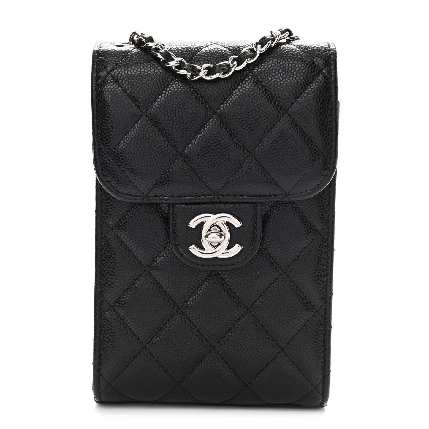 Caviar Quilted Classic Phone Holder Black