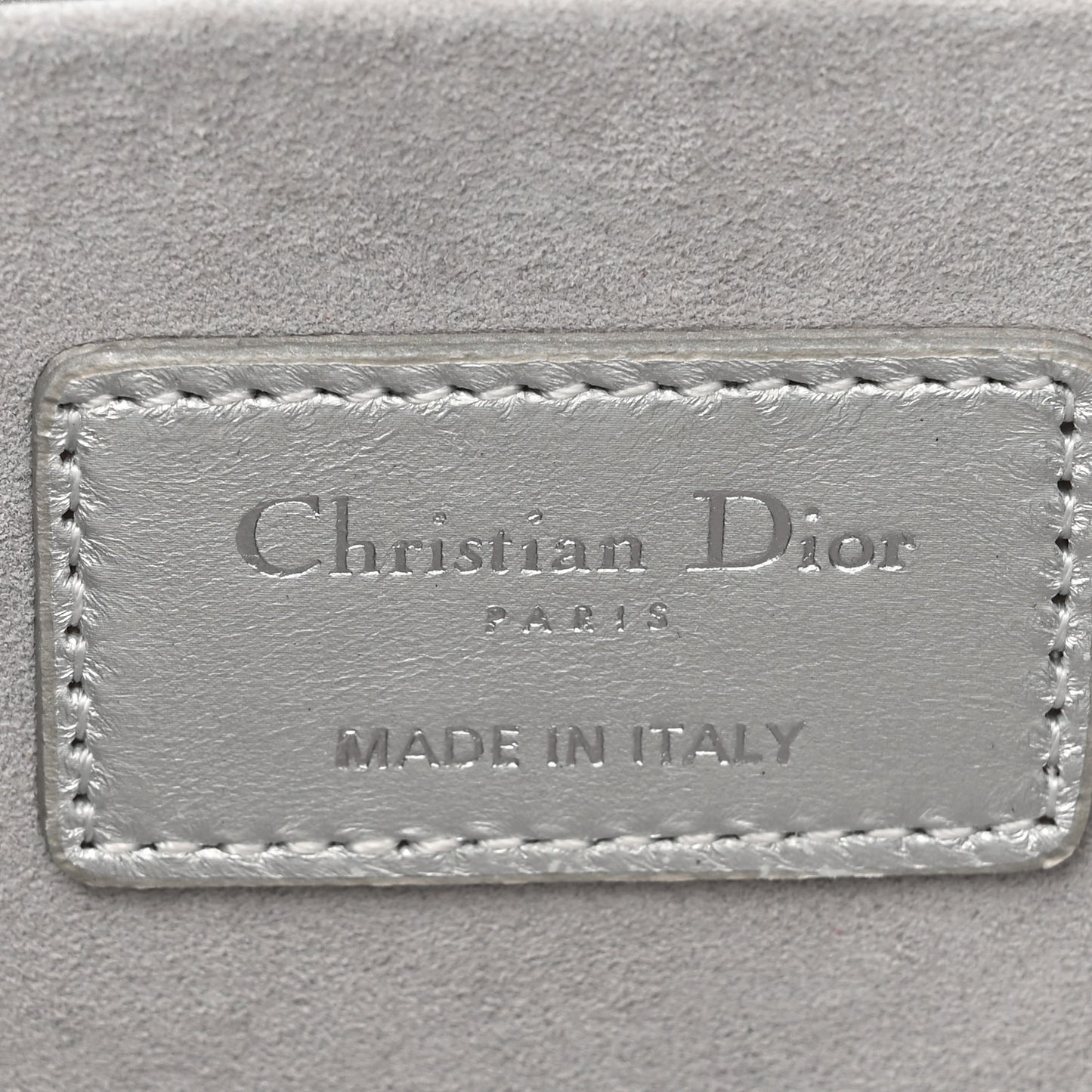 Metallic Lambskin Cannage Medium Lady D-Joy Silver