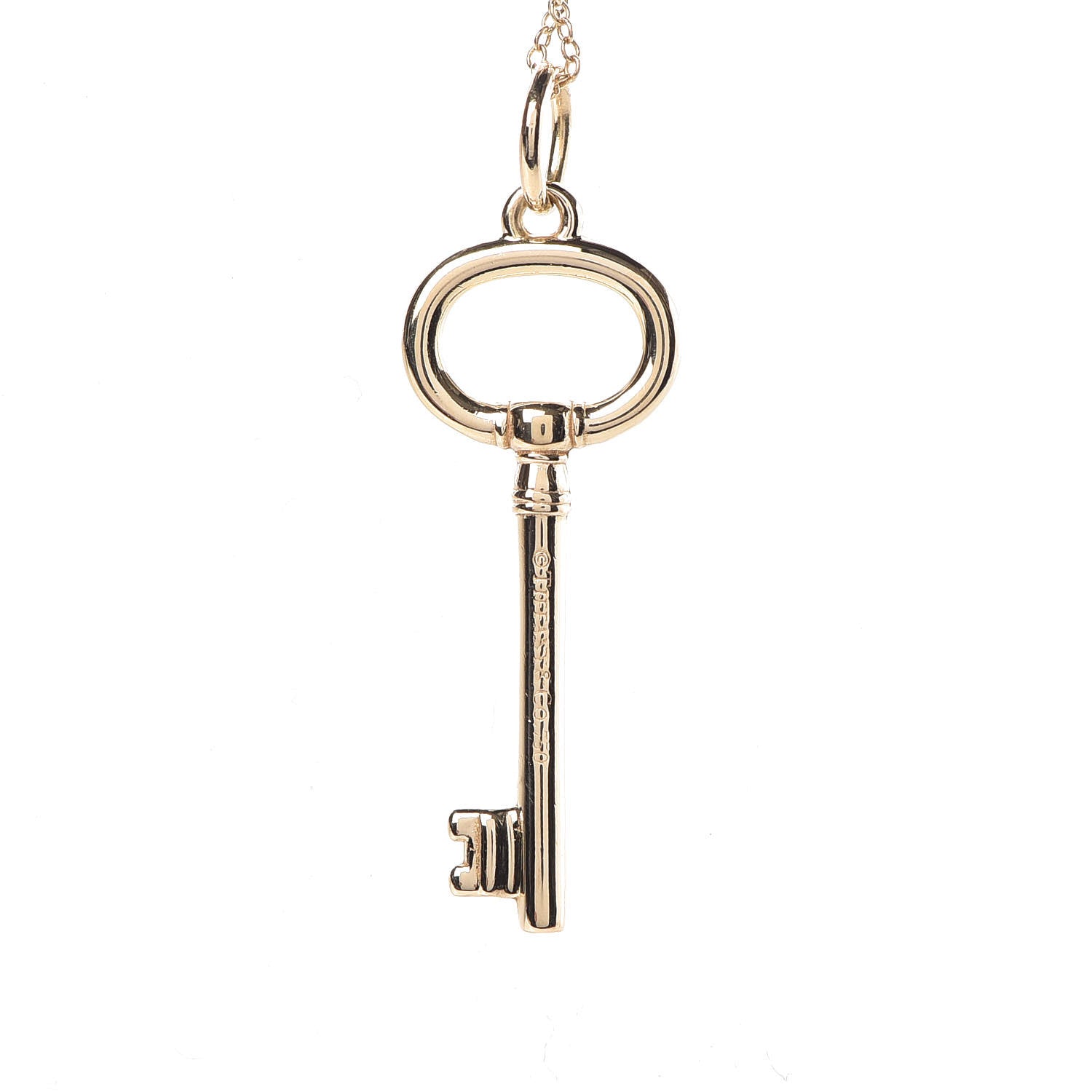 Tiffany 18K Yellow Gold Small Oval Key Pendant Necklace 5 of 7