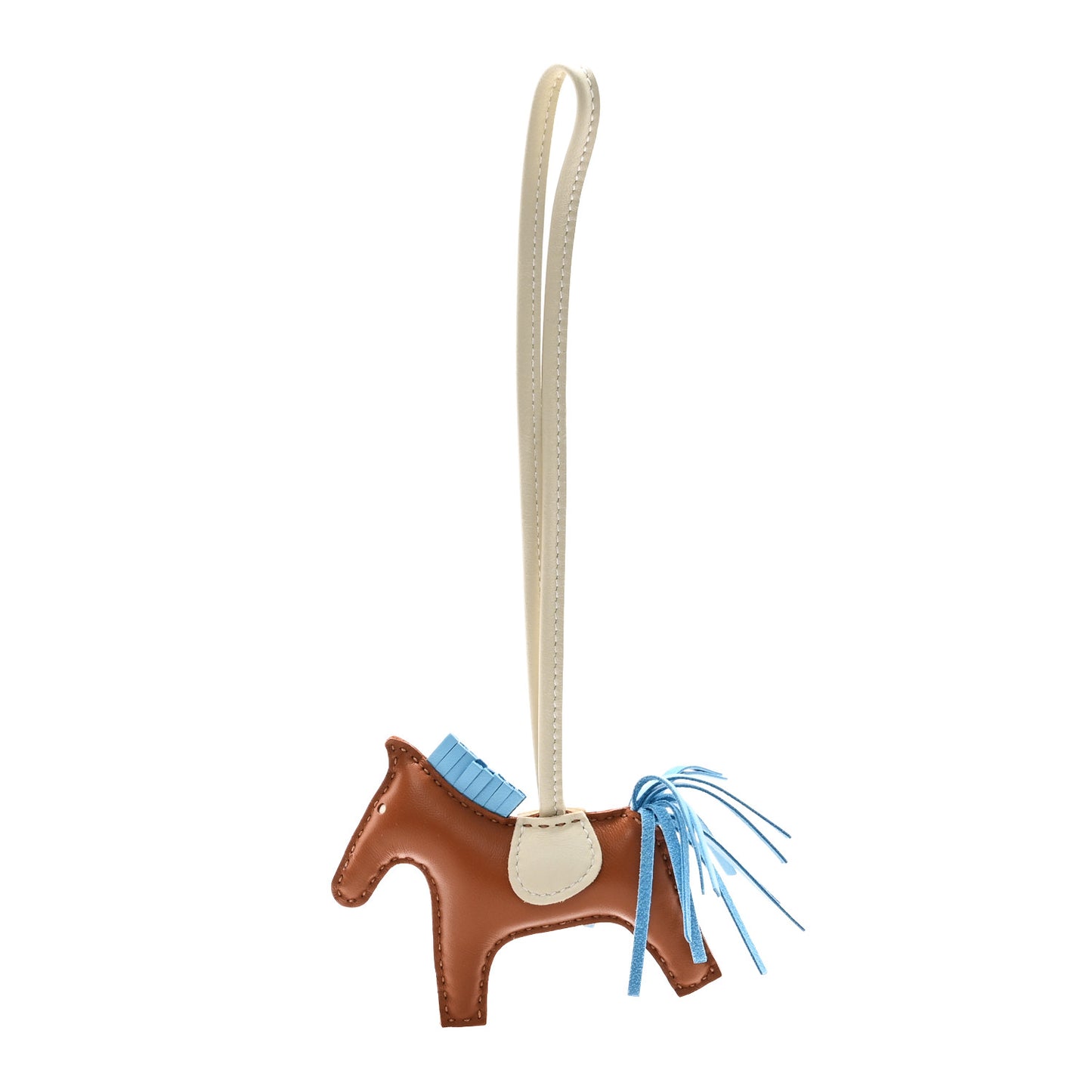 Milo Lambskin Grigri Rodeo Horse Bag Charm PM Sesame Craie Celeste