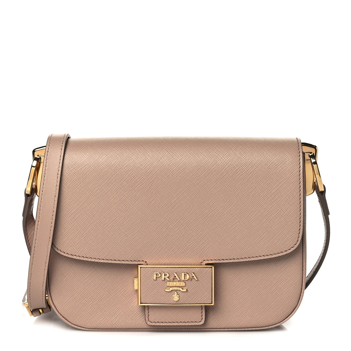 Saffiano Lux Embleme Flap Shoulder Bag Cipria