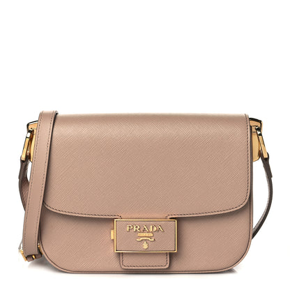 Prada Saffiano Lux Embleme Flap Shoulder Bag Cipria 1 of 9