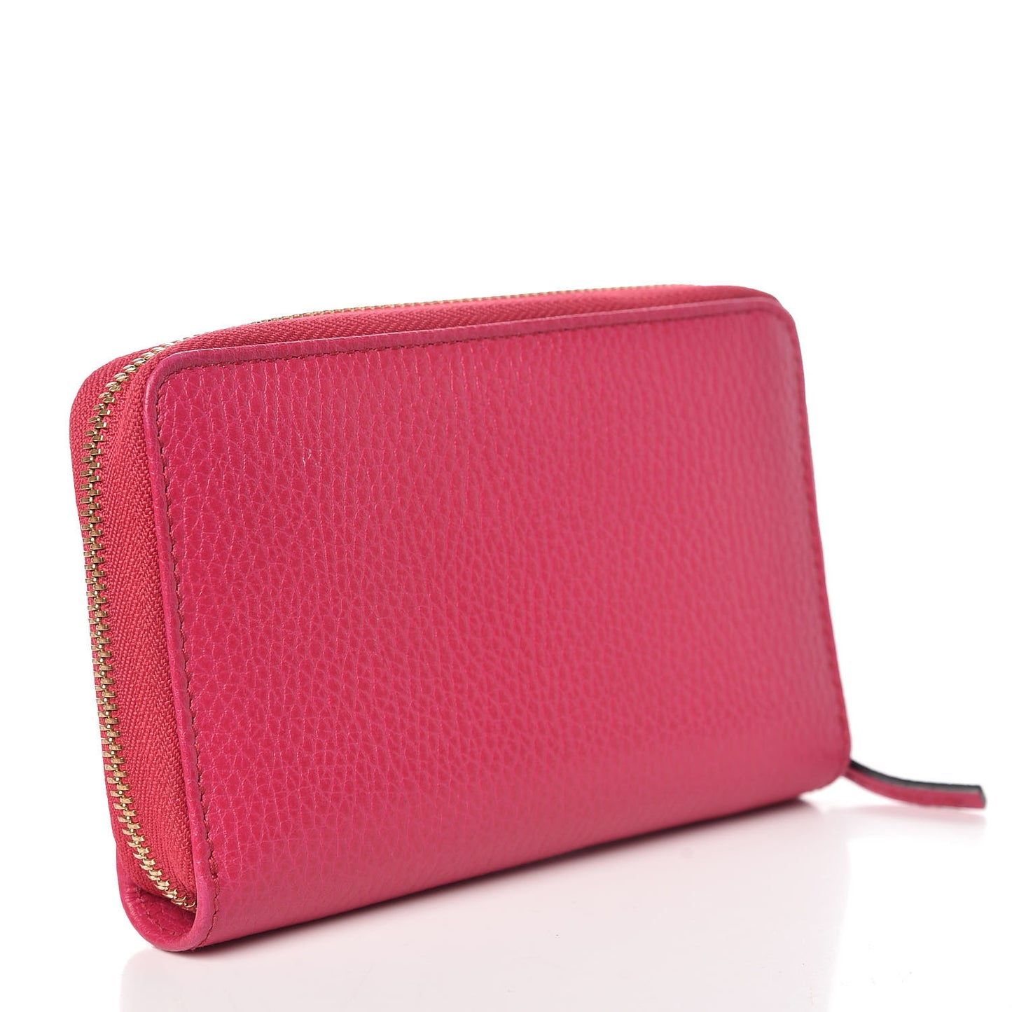 Pebbled Calfskin Zip Around Wallet Pink