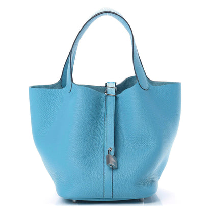 Hermes Taurillon Clemence Picotin Lock 22 MM Bleu Du Nord 1 of 11