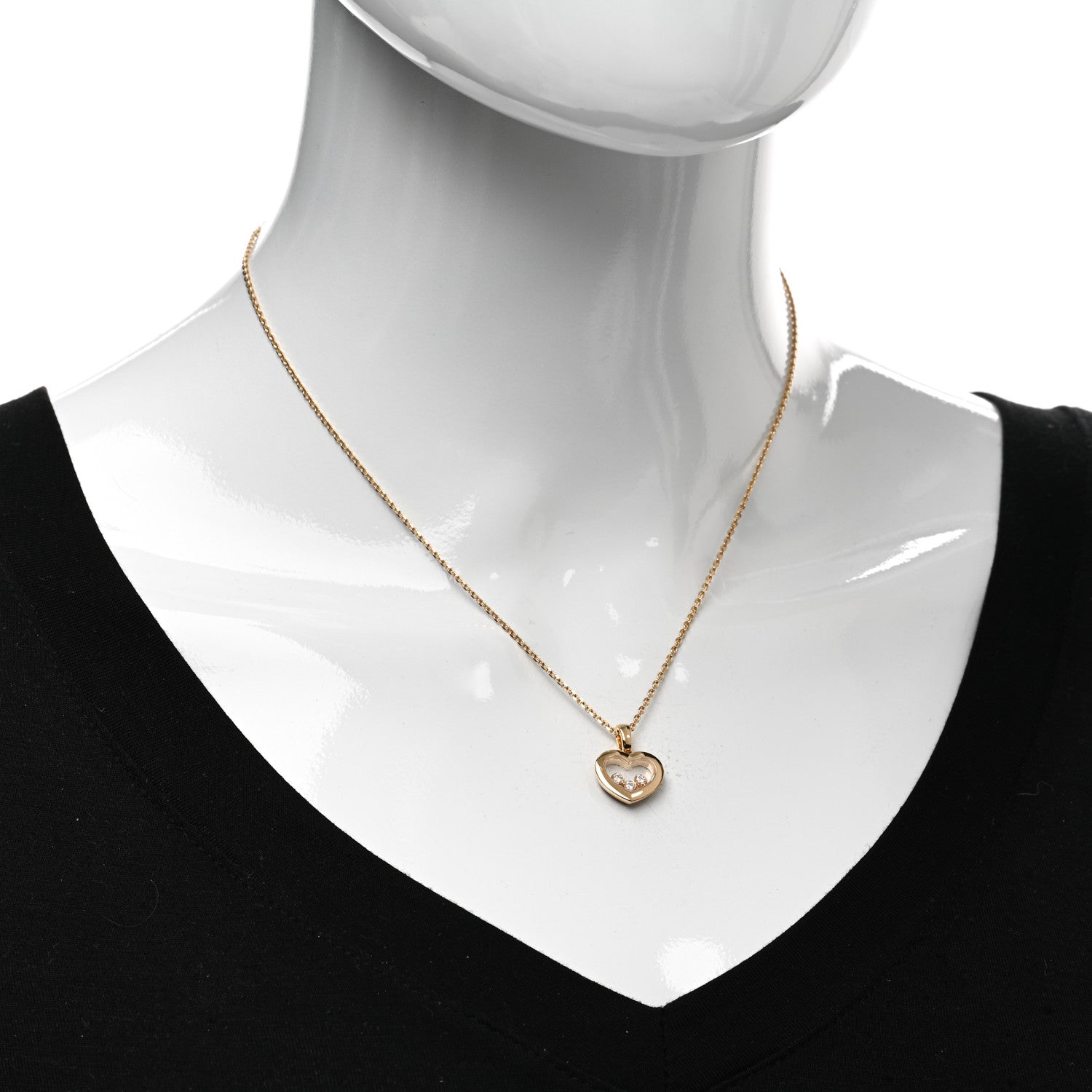 Chopard 18K Yellow Gold Happy Diamonds Icons Floating Heart Pendant Necklace 2 of 5