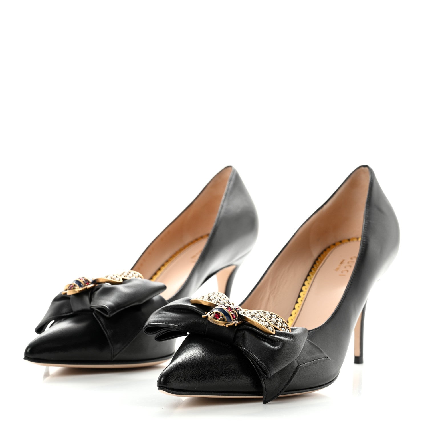 Gucci Nappa Queen Margaret Mid Heel Pumps 41 Black 3 of 9
