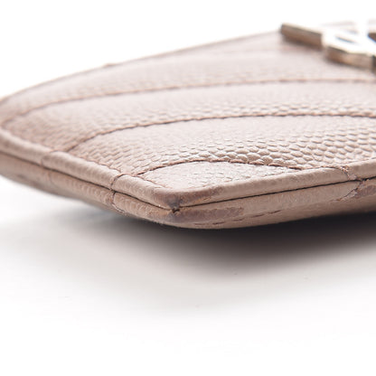 Saint Laurent Grain De Poudre Matelasse Chevron Monogram Credit Card Case Dark Beige 8 of 14