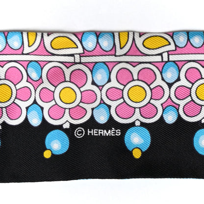 Hermes Silk Parures Des Maharajas Twilly Ciel Black Rose Vif 3 of 4