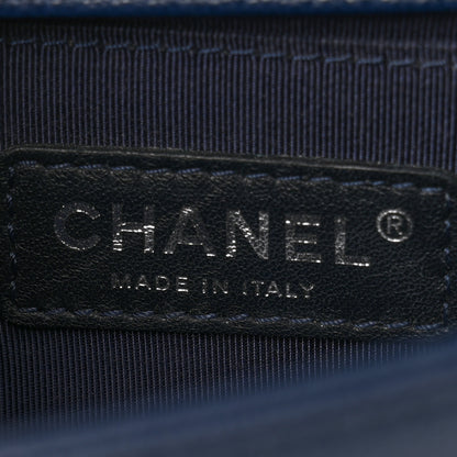 Chanel Caviar Chevron Quilted Small Boy Flap Navy Blue 6 of 13