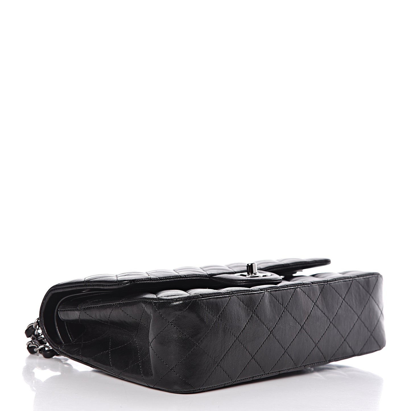 Lambskin Quilted Medium Double Flap Black