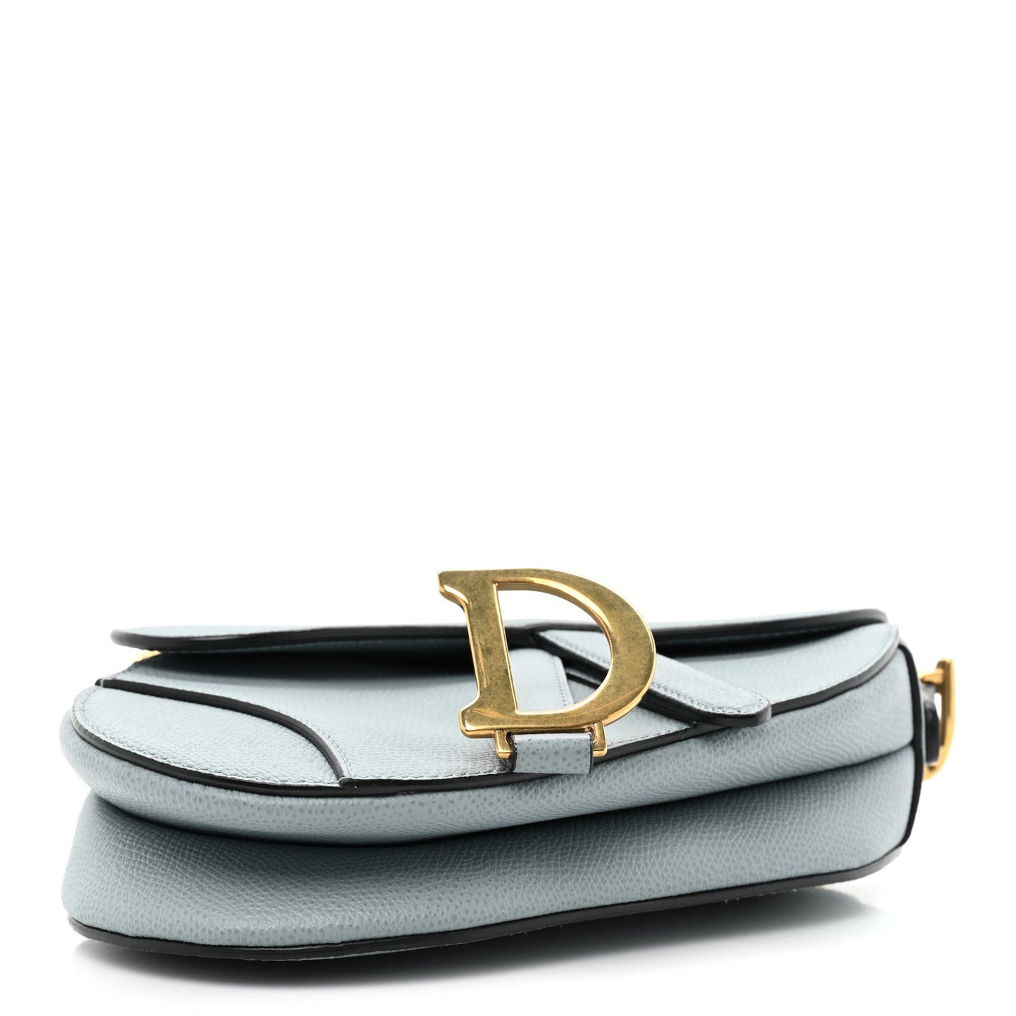 Grained Calfskin Mini Saddle Bag Sky Blue