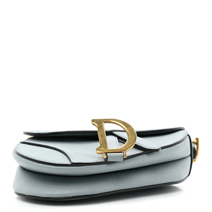 Christian Dior Grained Calfskin Mini Saddle Bag Sky Blue 4 of 13