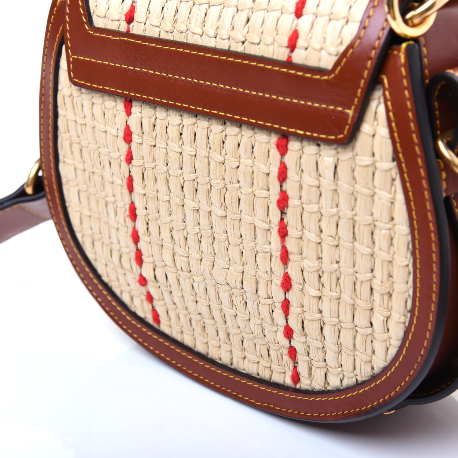 Chloe Calfskin Raffia Embroidered Small Tess Bag Sepia Brown 12 of 17