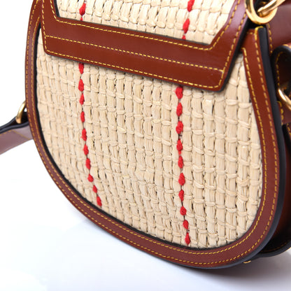 Chloe Calfskin Raffia Embroidered Small Tess Bag Sepia Brown 12 of 17