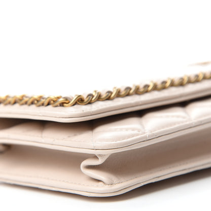 Chanel Lambskin Quilted Chain Around Wallet On Chain WOC Beige 6 of 13