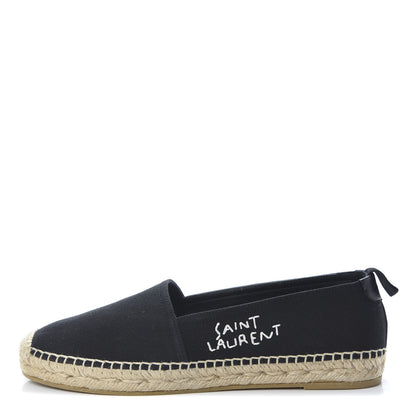 Saint Laurent Canvas Nappa Elba Light Logo Embroidered Espadrilles 36 Black 1 of 8