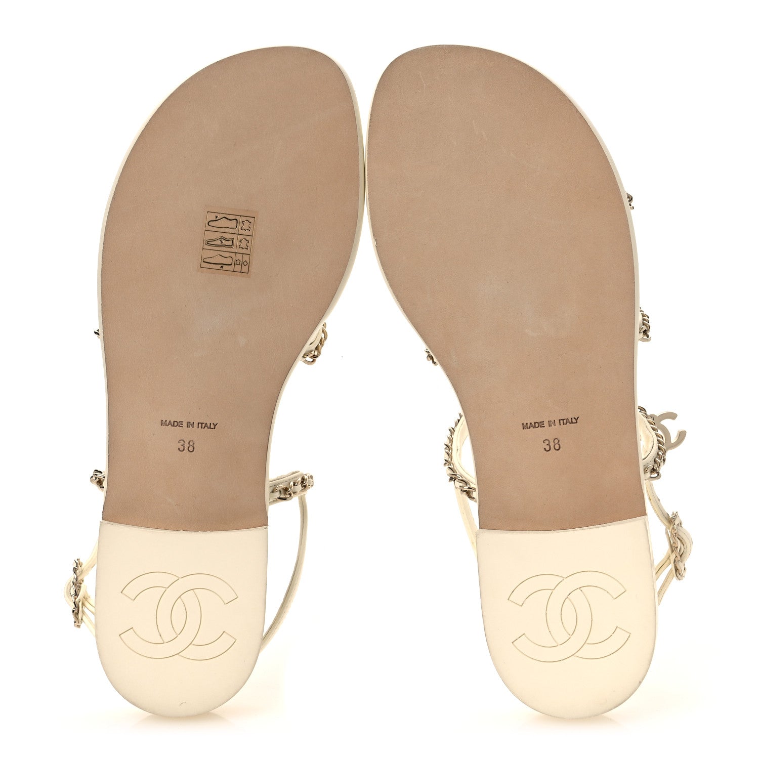 Chanel Lambskin CC Chain Flat Sandals 38 Ivory 7 of 10