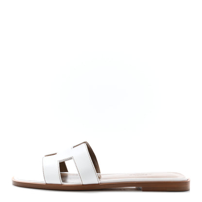 Hermes Box Calfskin Oran Sandals 36 White 1 of 8