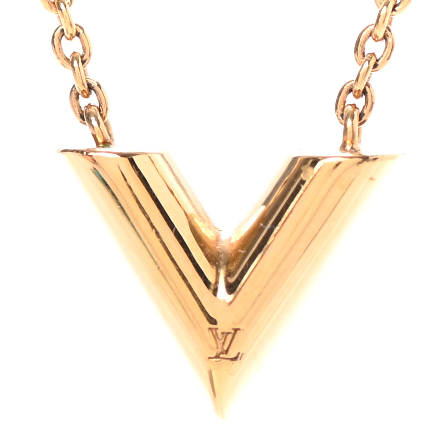 Louis Vuitton Essential V Necklace Gold 5 of 5