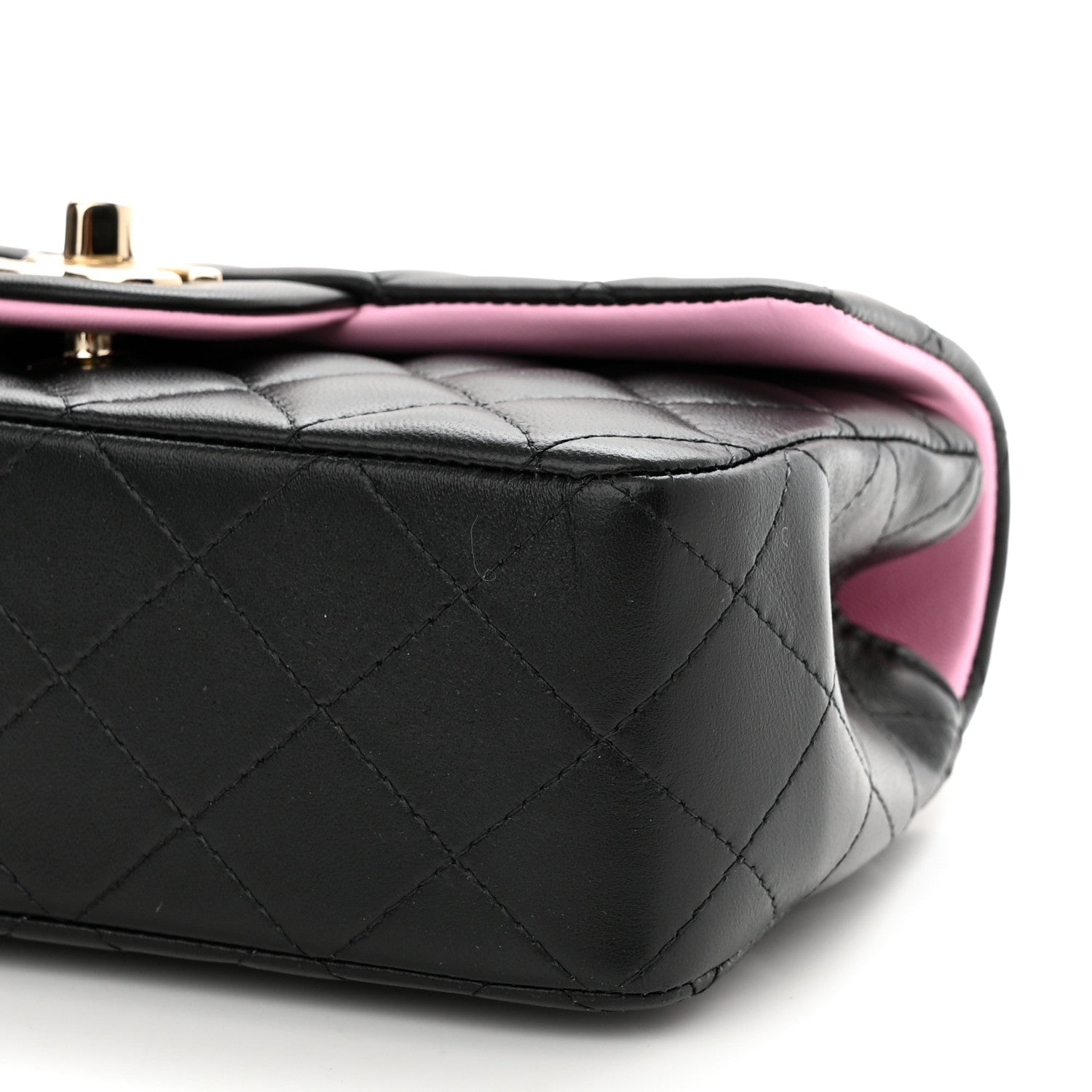 Chanel Lambskin Quilted Bi-Color Mini Top Handle Rectangular Flap Black Lilac 10 of 10