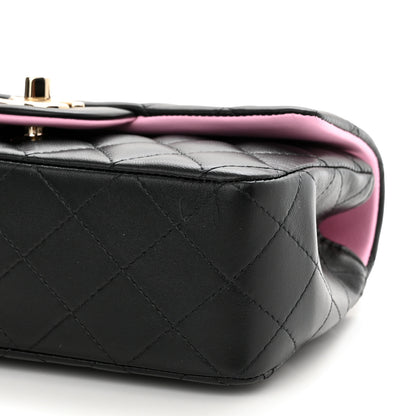 Chanel Lambskin Quilted Bi-Color Mini Top Handle Rectangular Flap Black Lilac 10 of 10