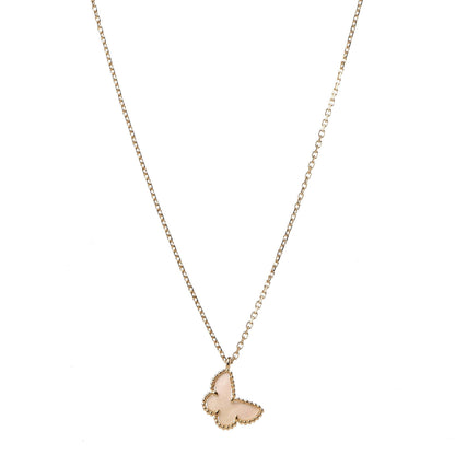 Van Cleef & Arpels 18K Yellow Gold Mother of Pearl Sweet Alhambra Butterfly Pendant Necklace 1 of 8