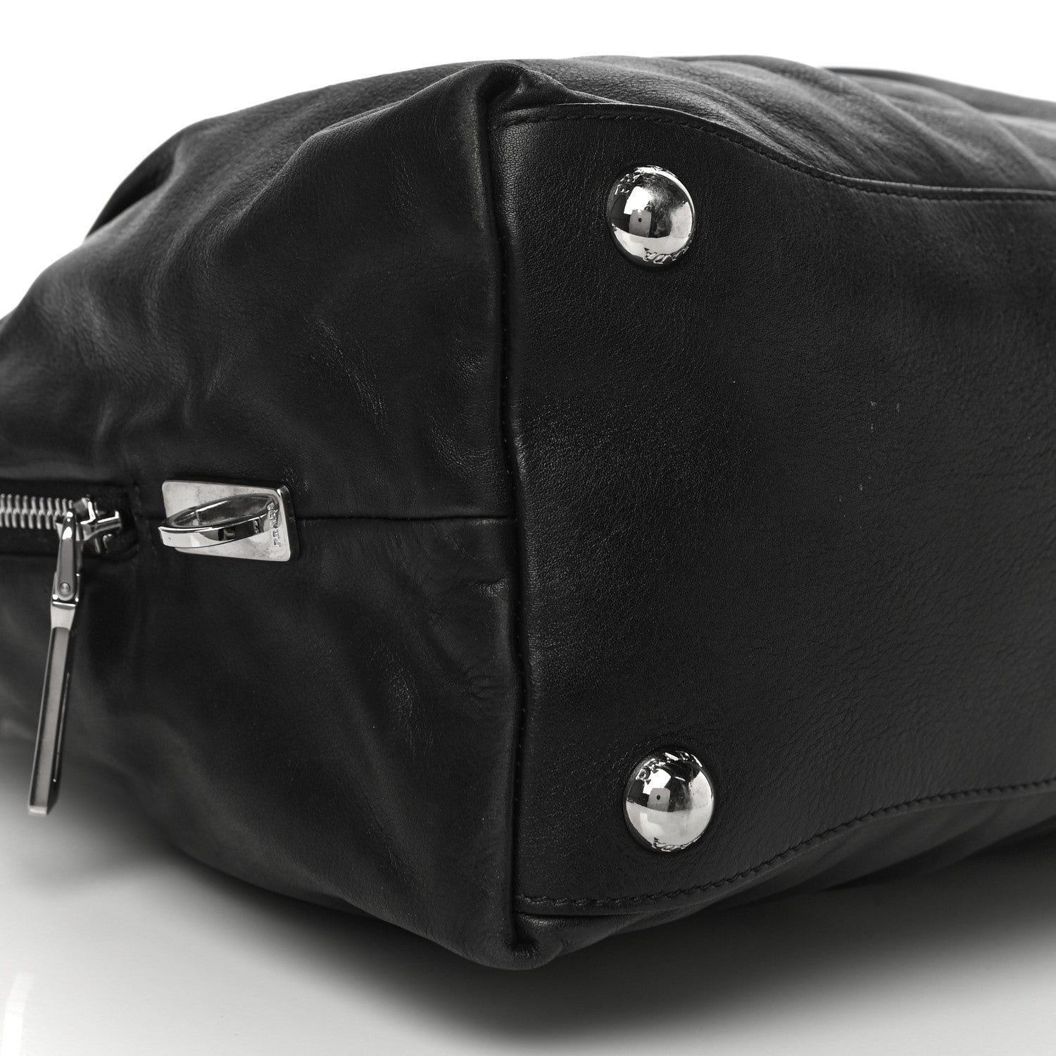 Prada Soft Calf Pleated Tote Black 9 of 21