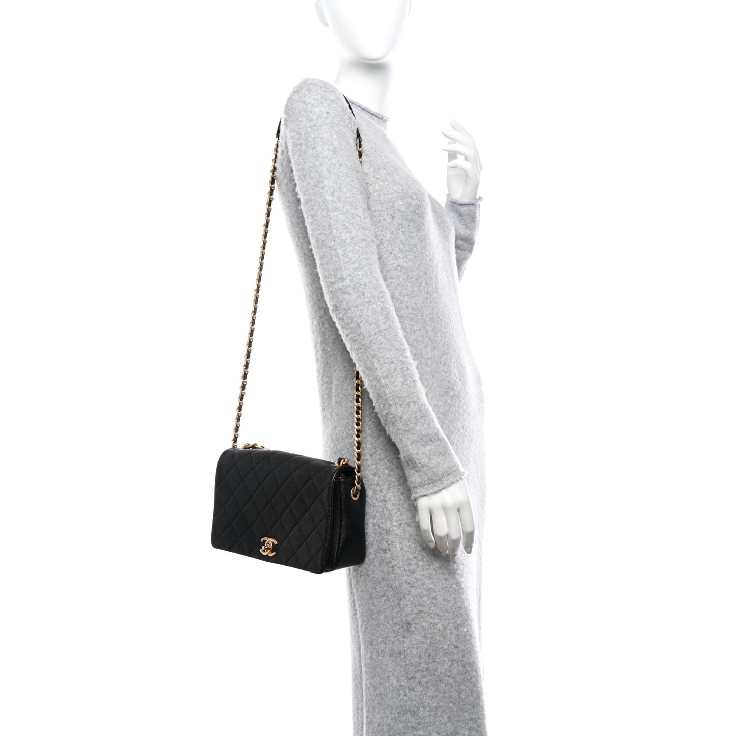 Caviar Quilted Medium Fashion Therapy Flap Bag Black