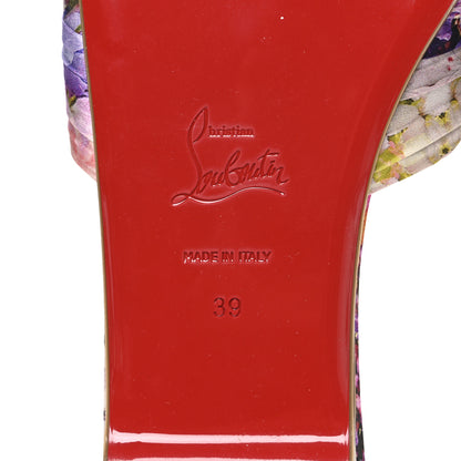 Christian Louboutin Crepe Satin Celebration Print Nicol Is Back Flat Sandals 39  Multicolor 8 of 10