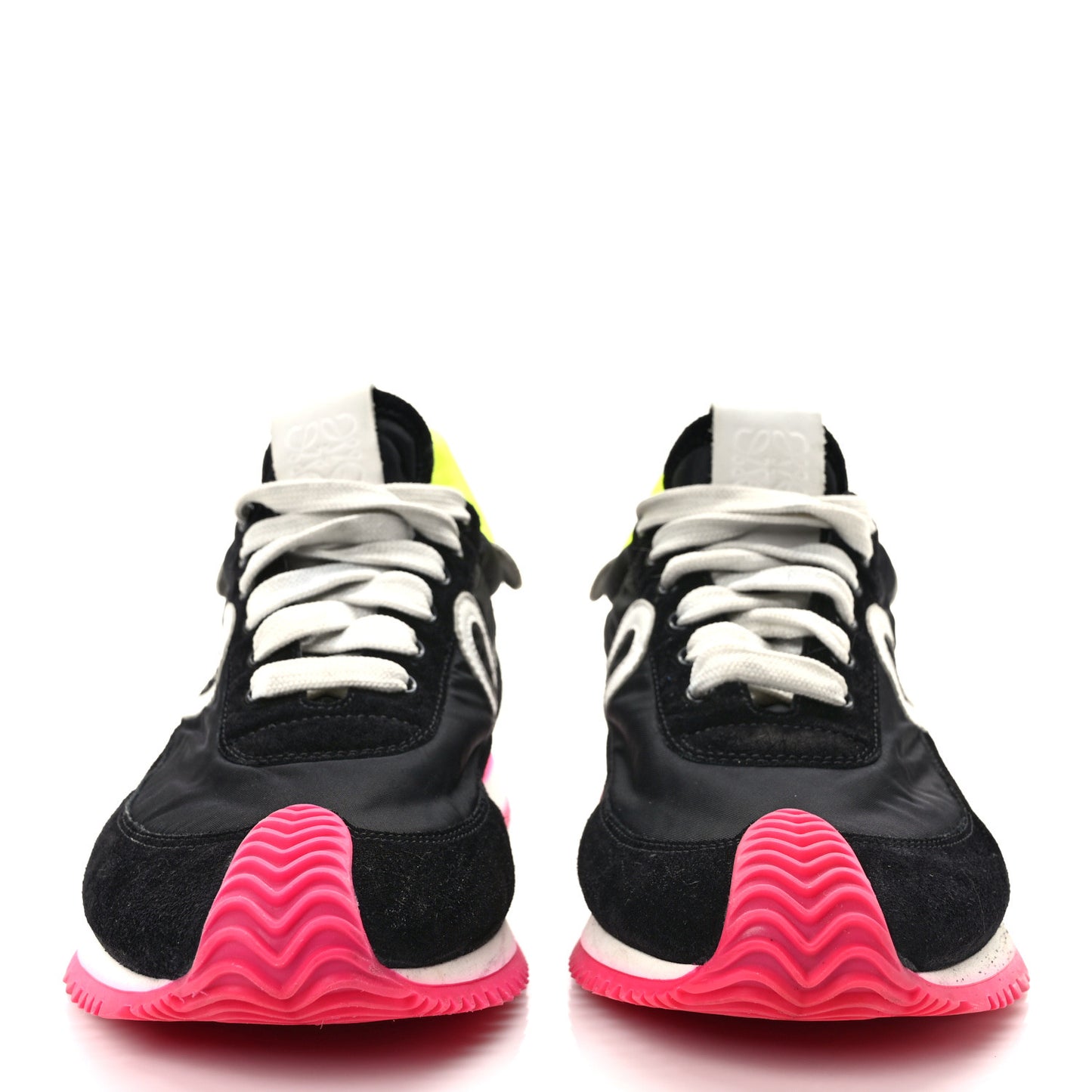 Suede Nylon Womens Flow Runner Sneakers 39 Black Neon Pink