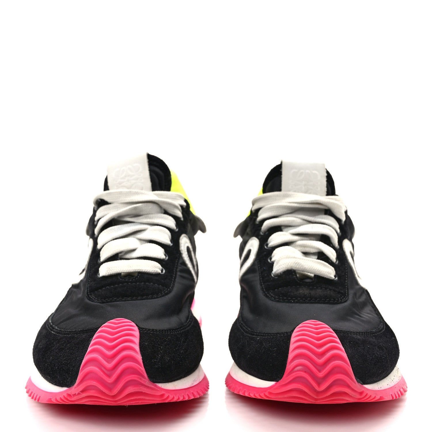 Loewe Suede Nylon Womens Flow Runner Sneakers 39 Black Neon Pink 2 of 11