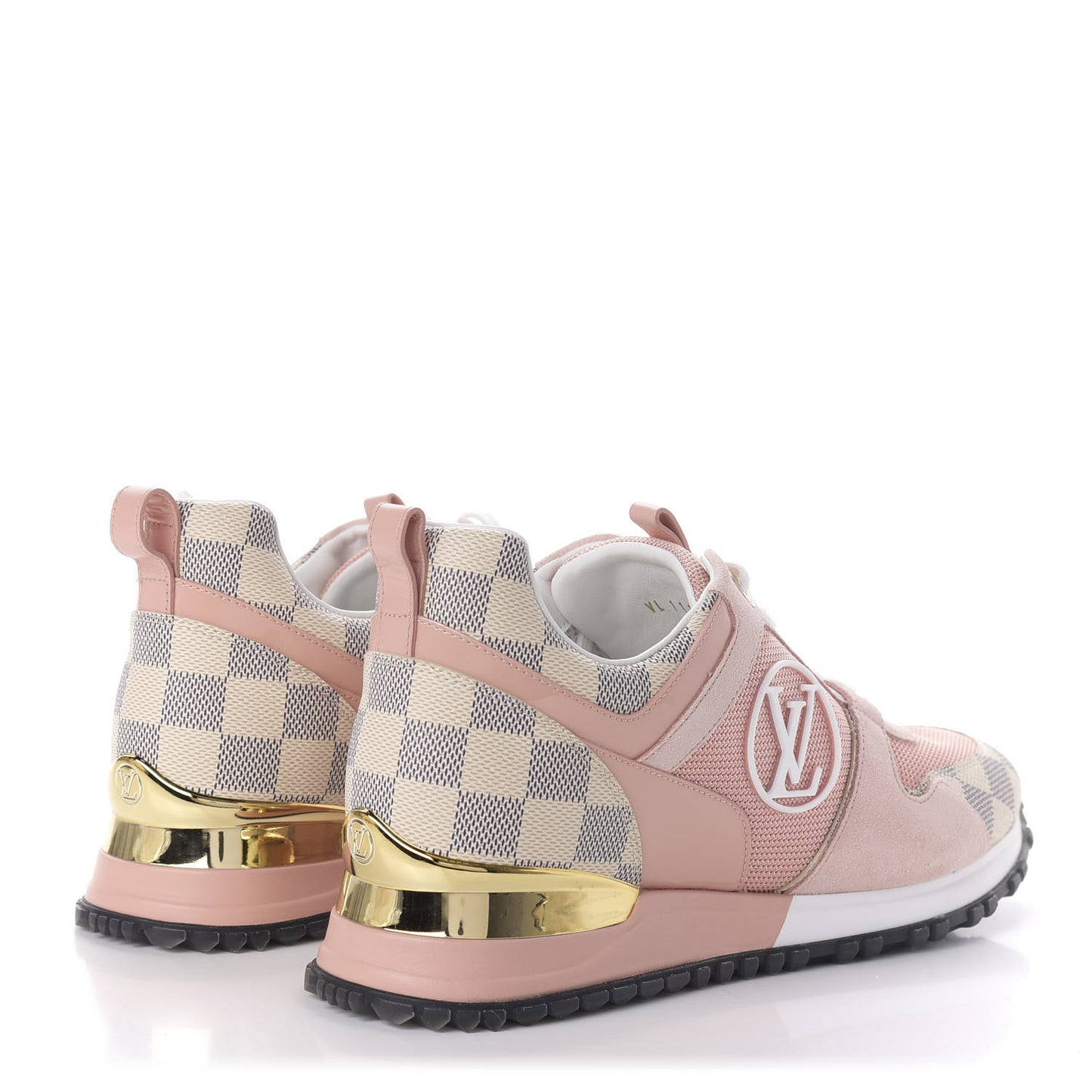 Suede Damier Azur Run Away Sneakers 38 Pink