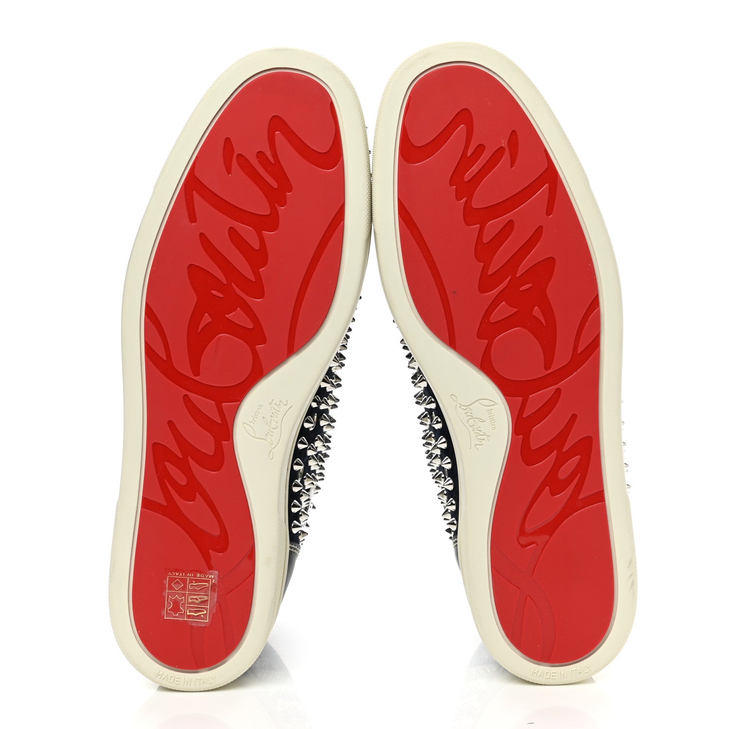 Christian Louboutin Calfskin Mens Louis Spikes Flat Sneakers 44 Navy Black 5 of 7
