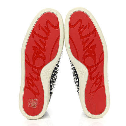 Christian Louboutin Calfskin Mens Louis Spikes Flat Sneakers 44 Navy Black 5 of 7