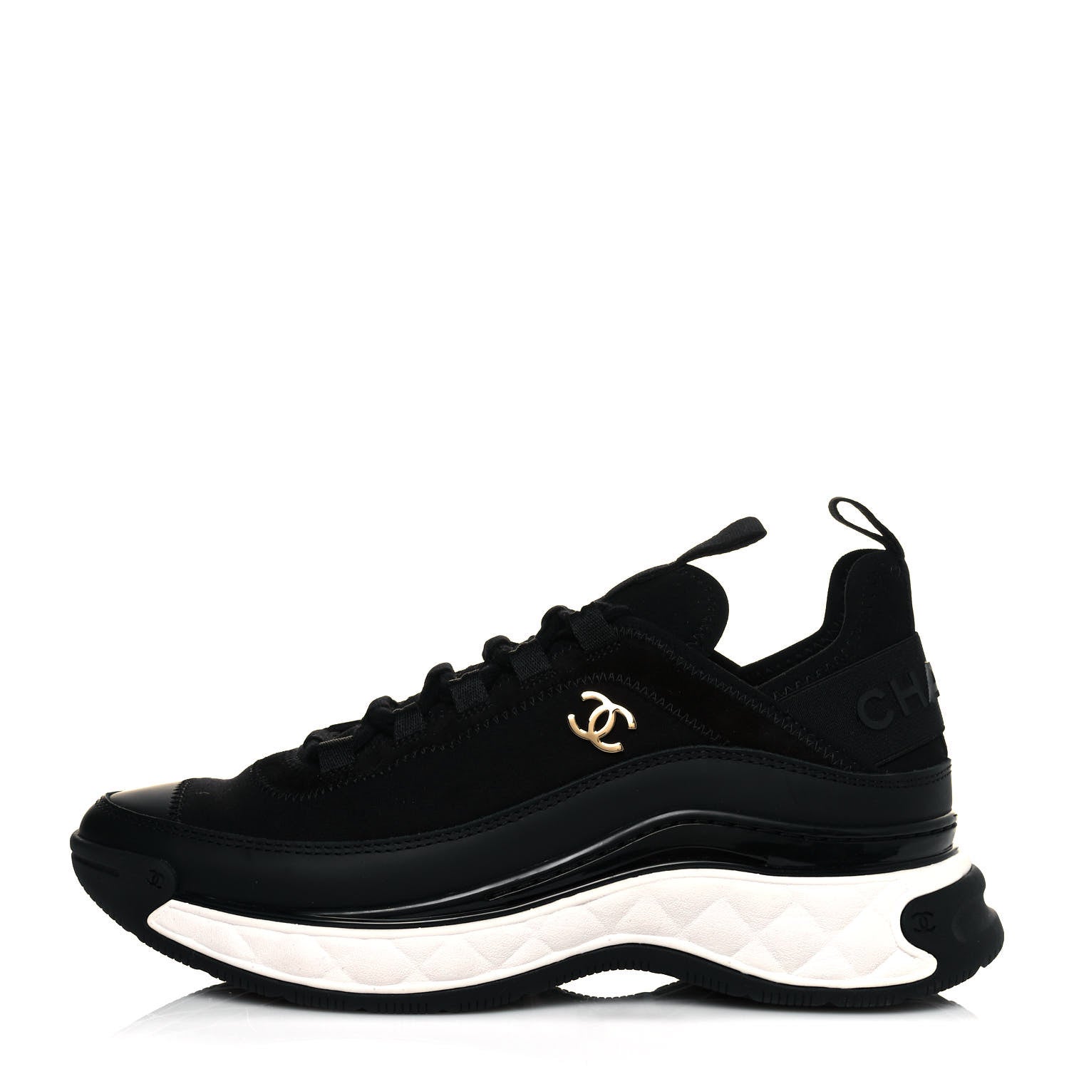 Chanel Velvet Calfskin Mixed Fibers CC Sneakers 36 Black 1 of 7