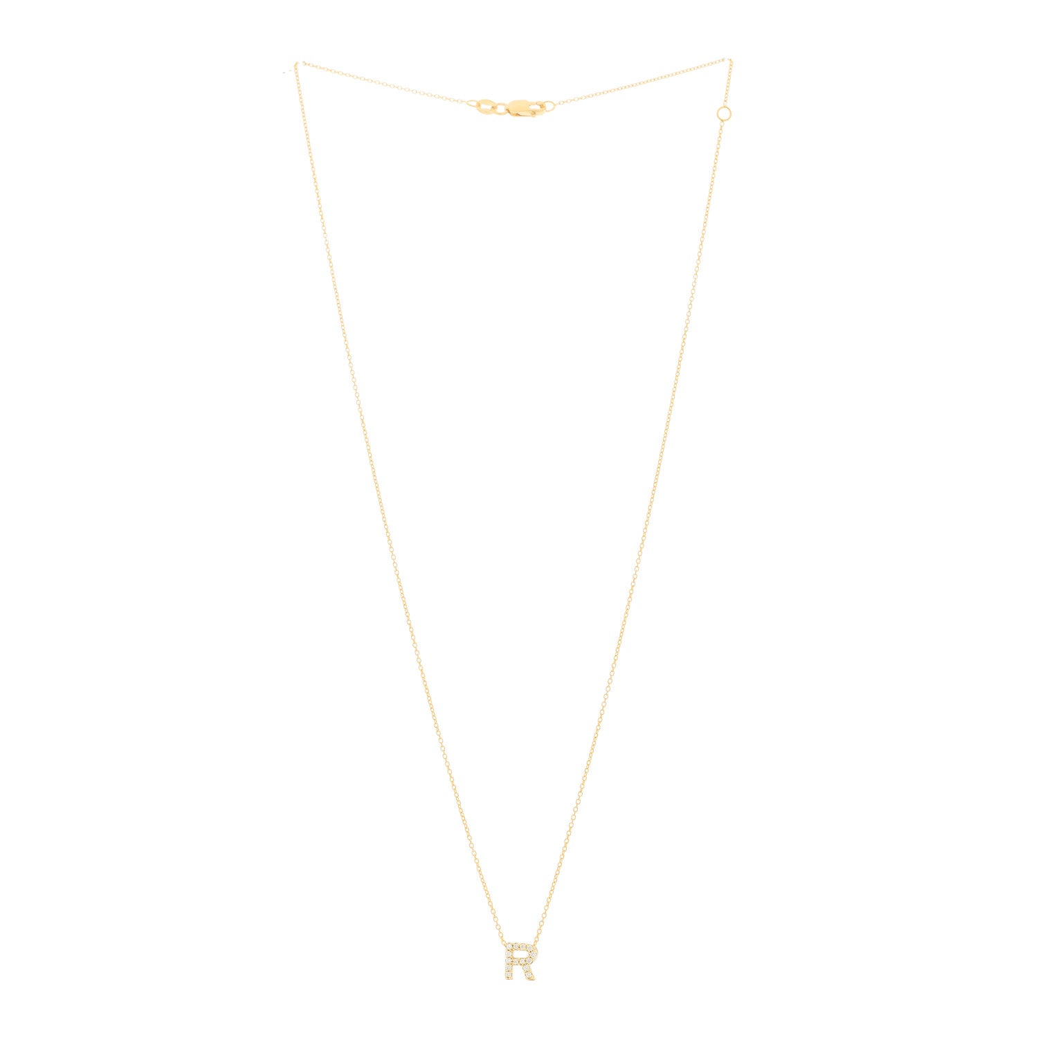 Roberto Coin 18K Yellow Gold Diamond Love Letter R Pendant Necklace 2 of 5