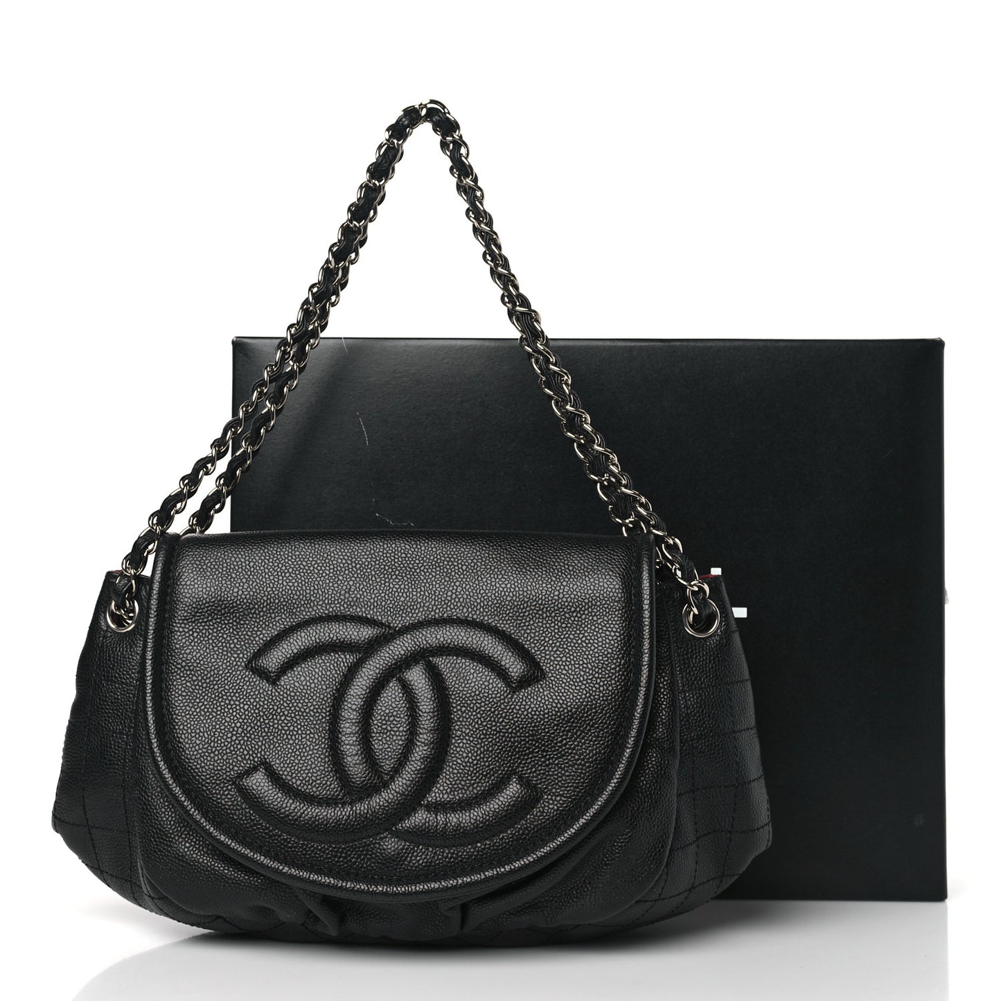 Caviar Large Half Moon Flap Black