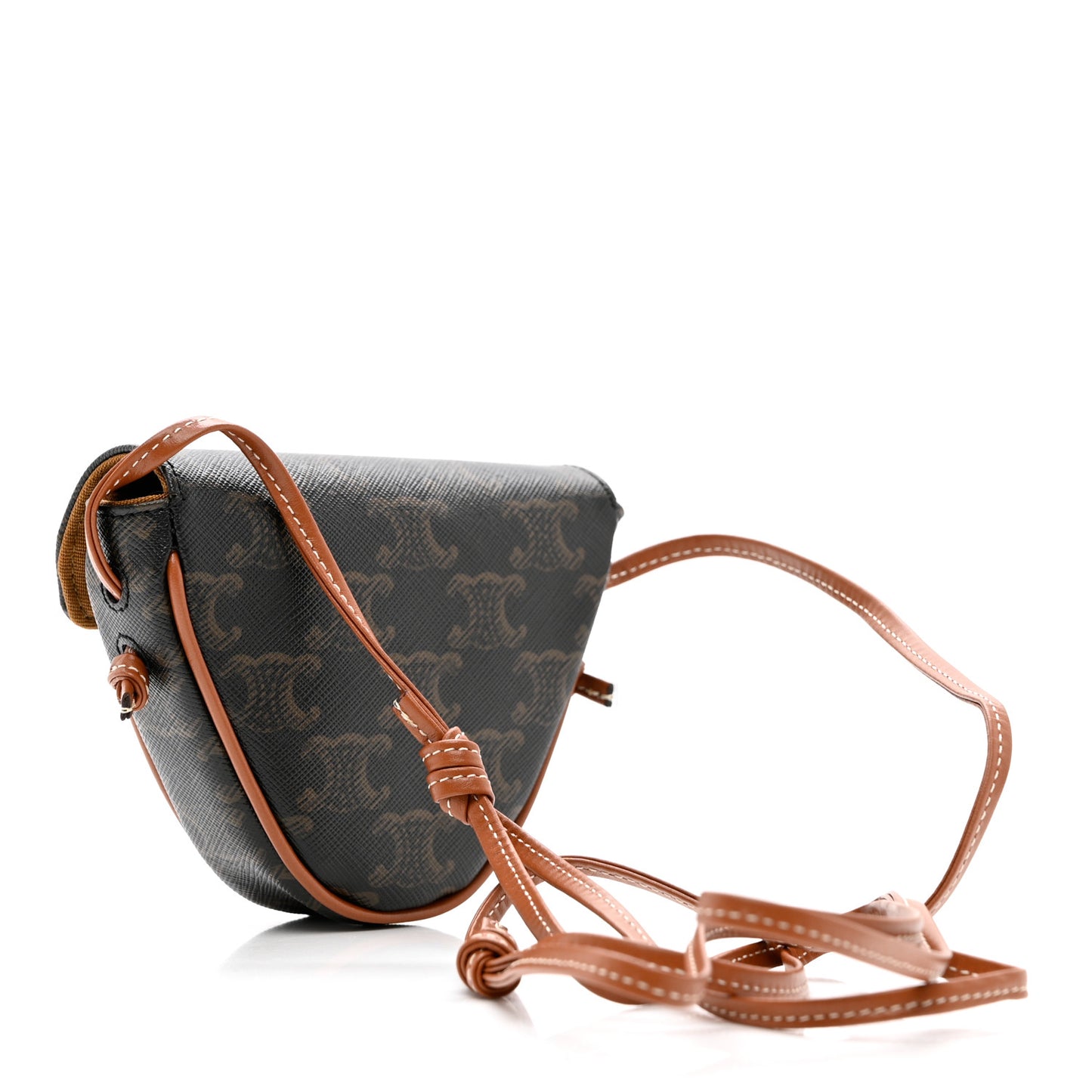 Triomphe Canvas Mini Triangle Crossbody Bag Tan