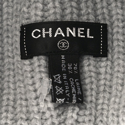 Chanel Wool Cashmere CC Beanie Hat Light Grey Fuchsia 6 of 6