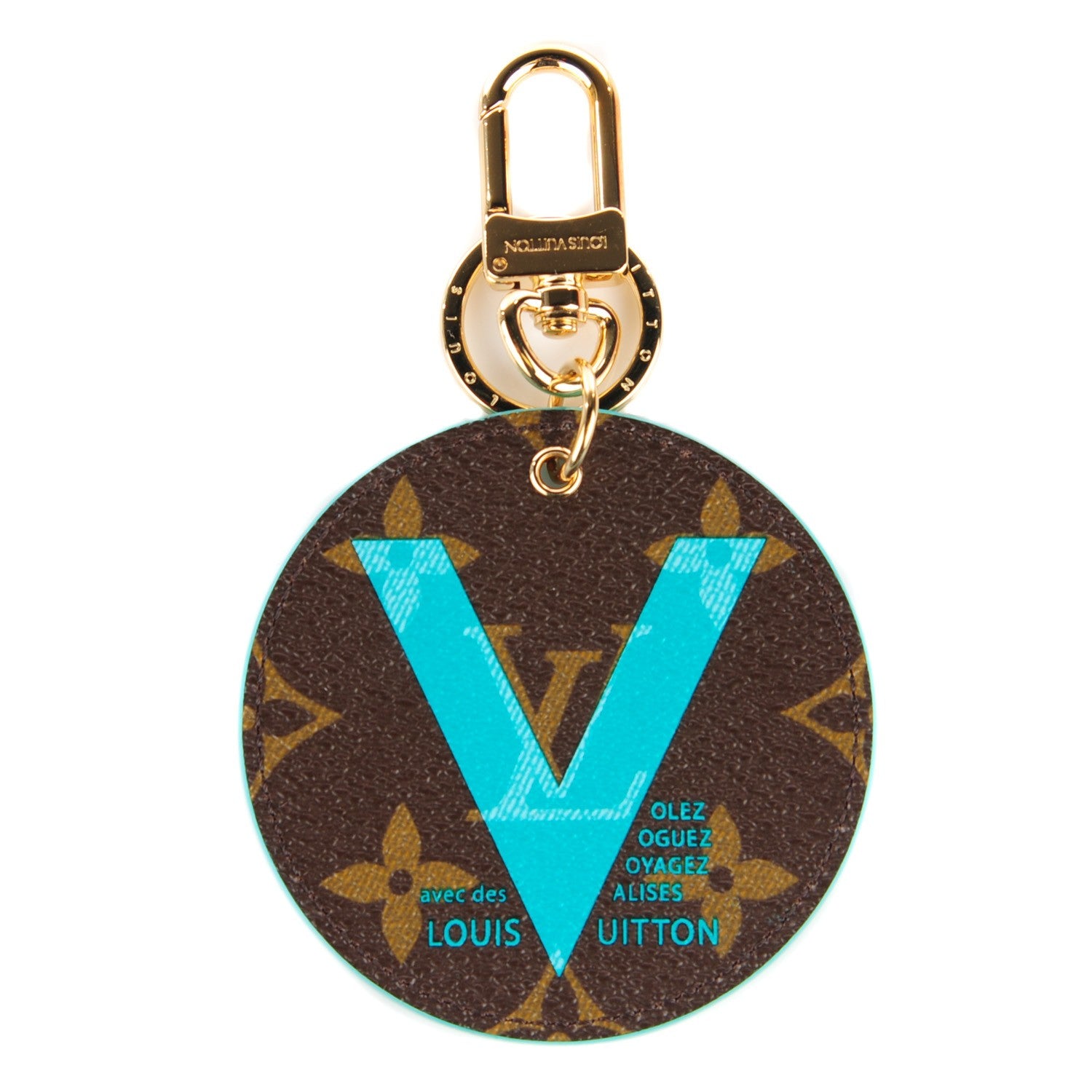 Louis Vuitton Monogram Illustre V Bag Charm Key Ring Turquoise 1 of 5