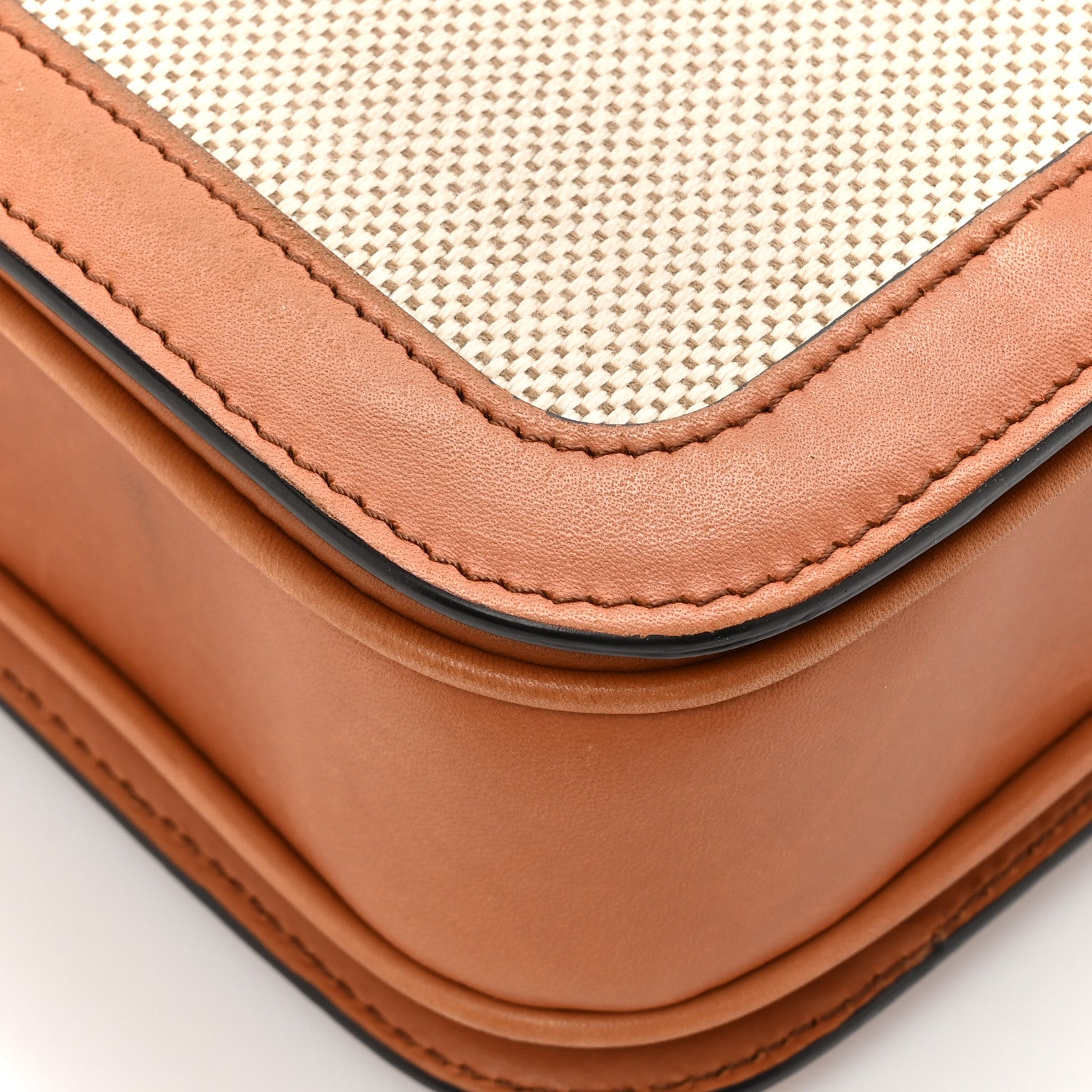 Celine Canvas Calfskin Medium Classique Triomphe Bag White Tan 14 of 18