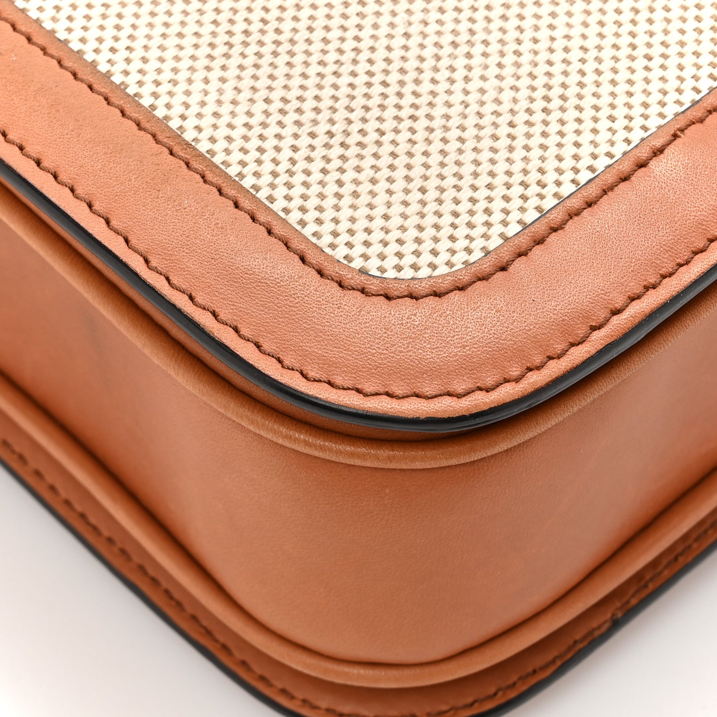 Canvas Calfskin Medium Classique Triomphe Bag White Tan