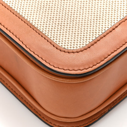 Celine Canvas Calfskin Medium Classique Triomphe Bag White Tan 14 of 18