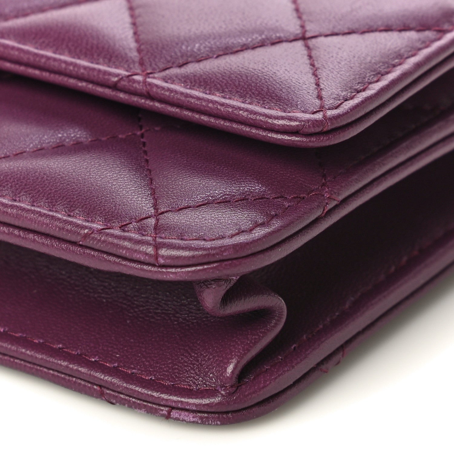 Chanel Lambskin Quilted Trendy CC Wallet On Chain WOC Purple 11 of 18