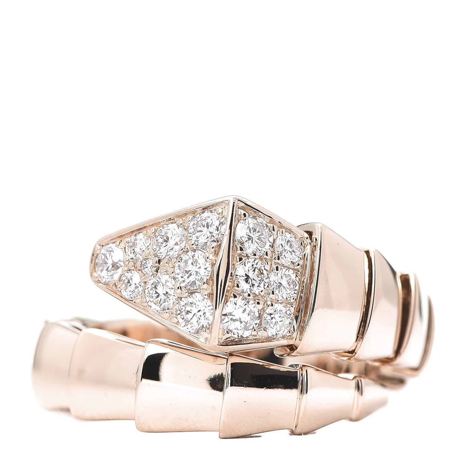 Bulgari 18K Rose Gold Diamond Serpenti Viper Ring L 1 of 5