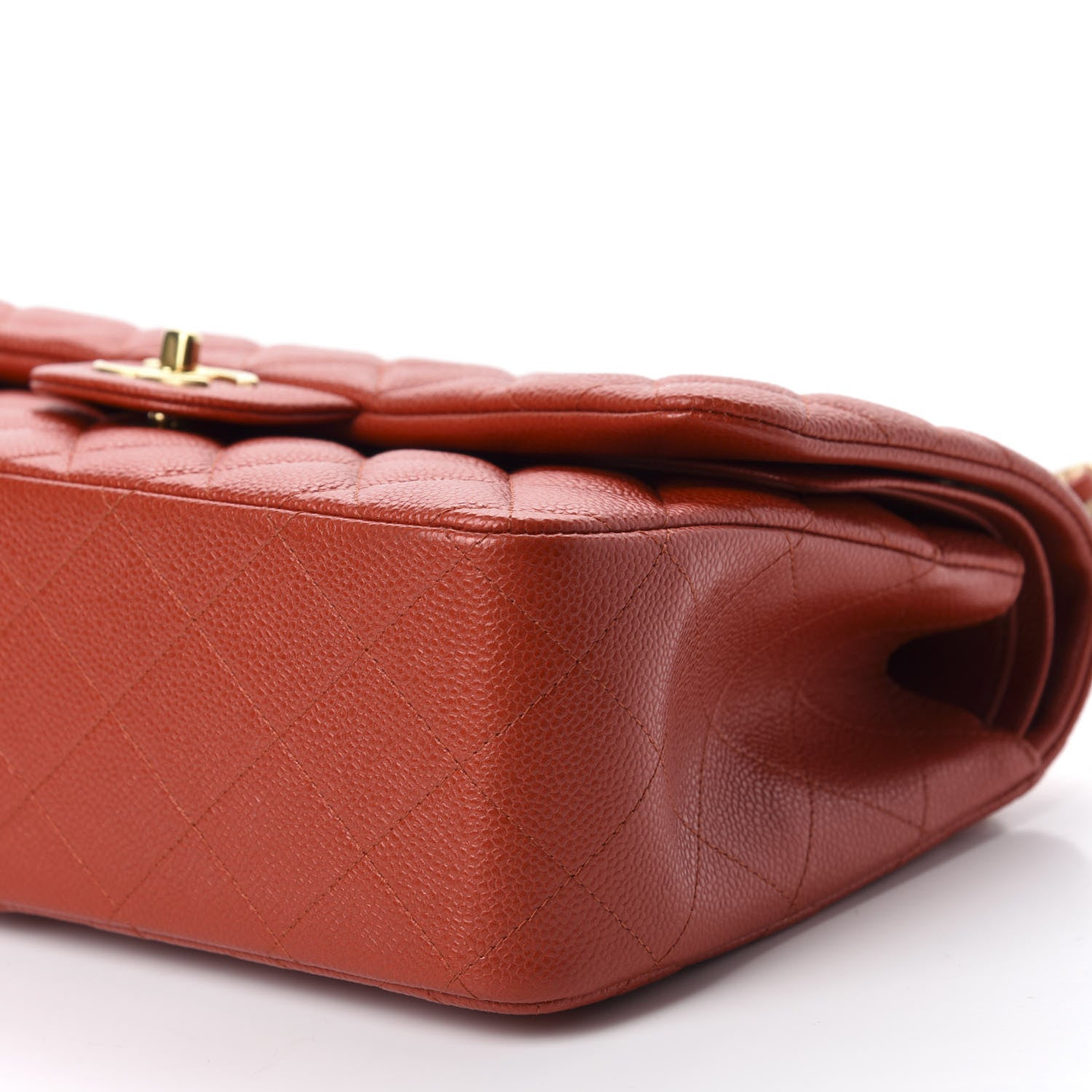 Chanel Pearly Caviar Quilted Jumbo Double Flap Orange 7 of 10