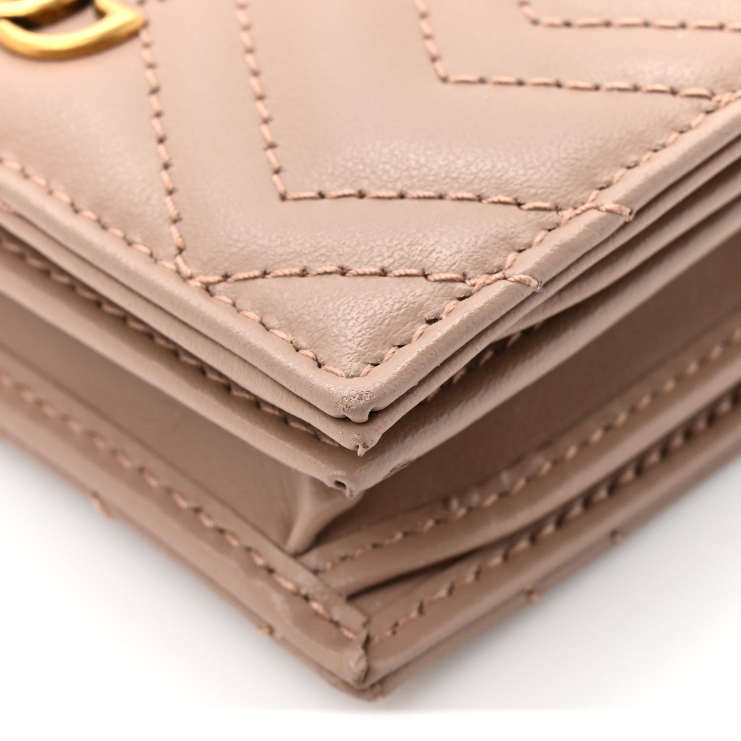 Gucci Calfskin Matelasse GG Marmont Card Case Wallet Porcelain Rose 9 of 10